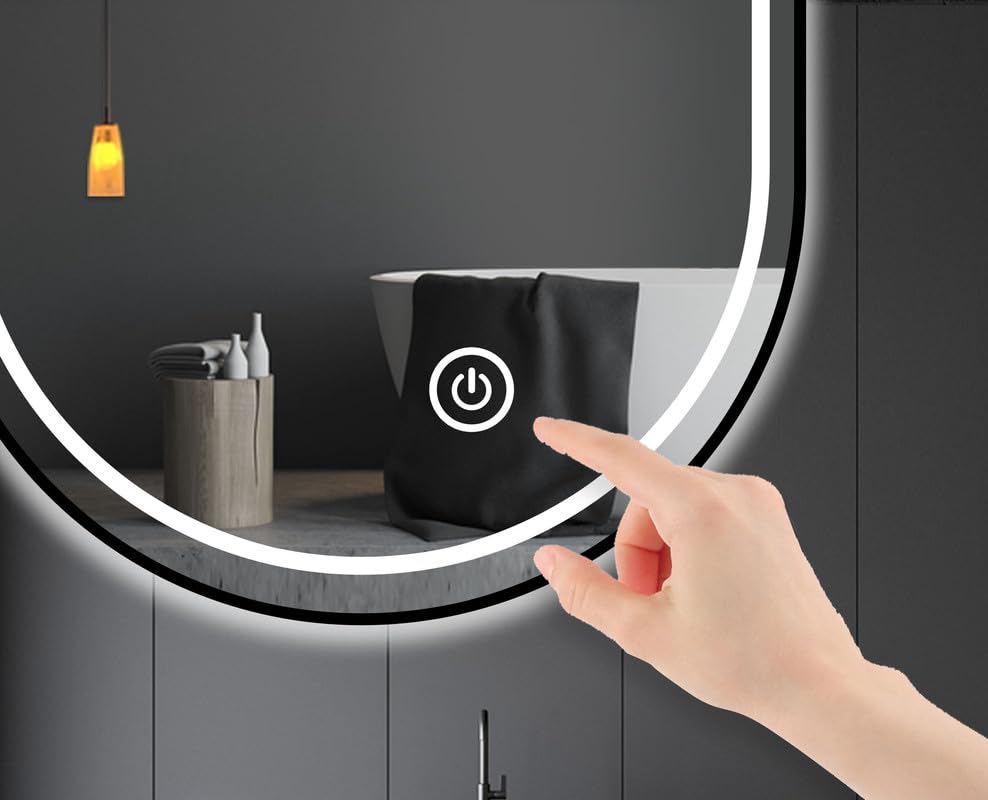 Oval Bathroom LED Mirror with Dimmable Lights, Anti-fog, Shatter-Proof Tempered Glass