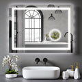 Rectangle Bathroom LED Mirror with Magnifier and Dimmable Lights, Anti-fog, Shatter-Proof Tempered Glass
