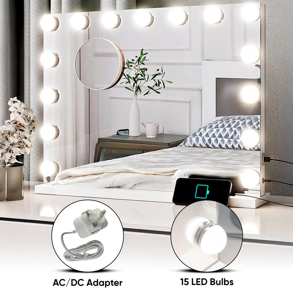 Vanity Mirror with Dimmable Makeup Lights, Touch Screen To Select 3 Colour Modes
