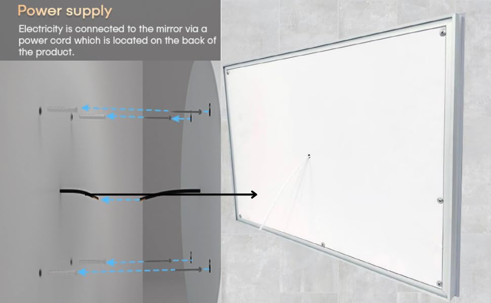 Rectangle Bathroom LED Mirror with Magnifier and Dimmable Lights, Anti-fog, Shatter-Proof Tempered Glass