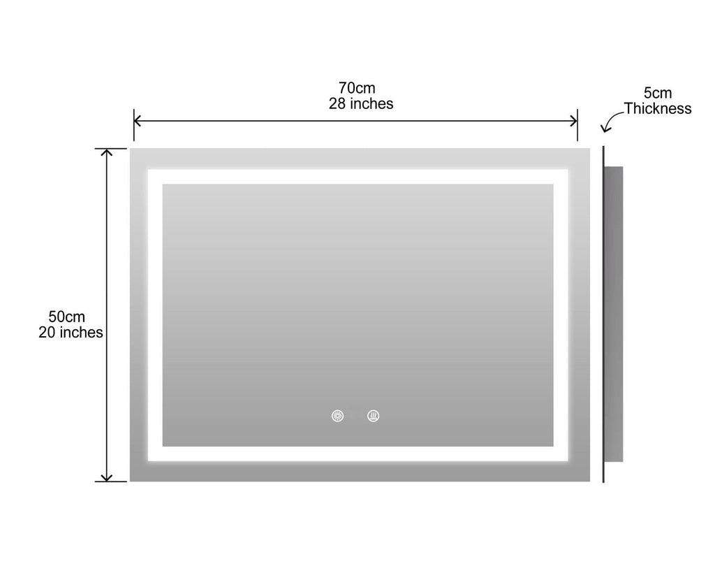 Rectangle Bathroom LED Mirror with Dimmable Lights, Anti-fog, Shatter-Proof Tempered Glass