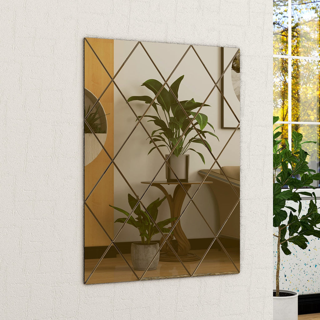 Bronze Rectangular Wall Mirror – Modern Wall-Mounted Glass Design for Bedroom, Hallway & Lounge