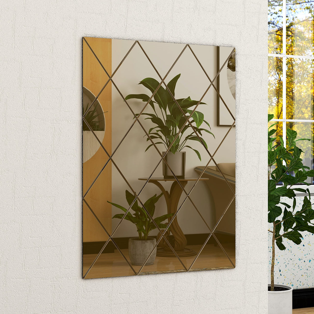 Bronze Rectangular Wall Mirror – Modern Wall-Mounted Glass Design for Bedroom, Hallway & Lounge