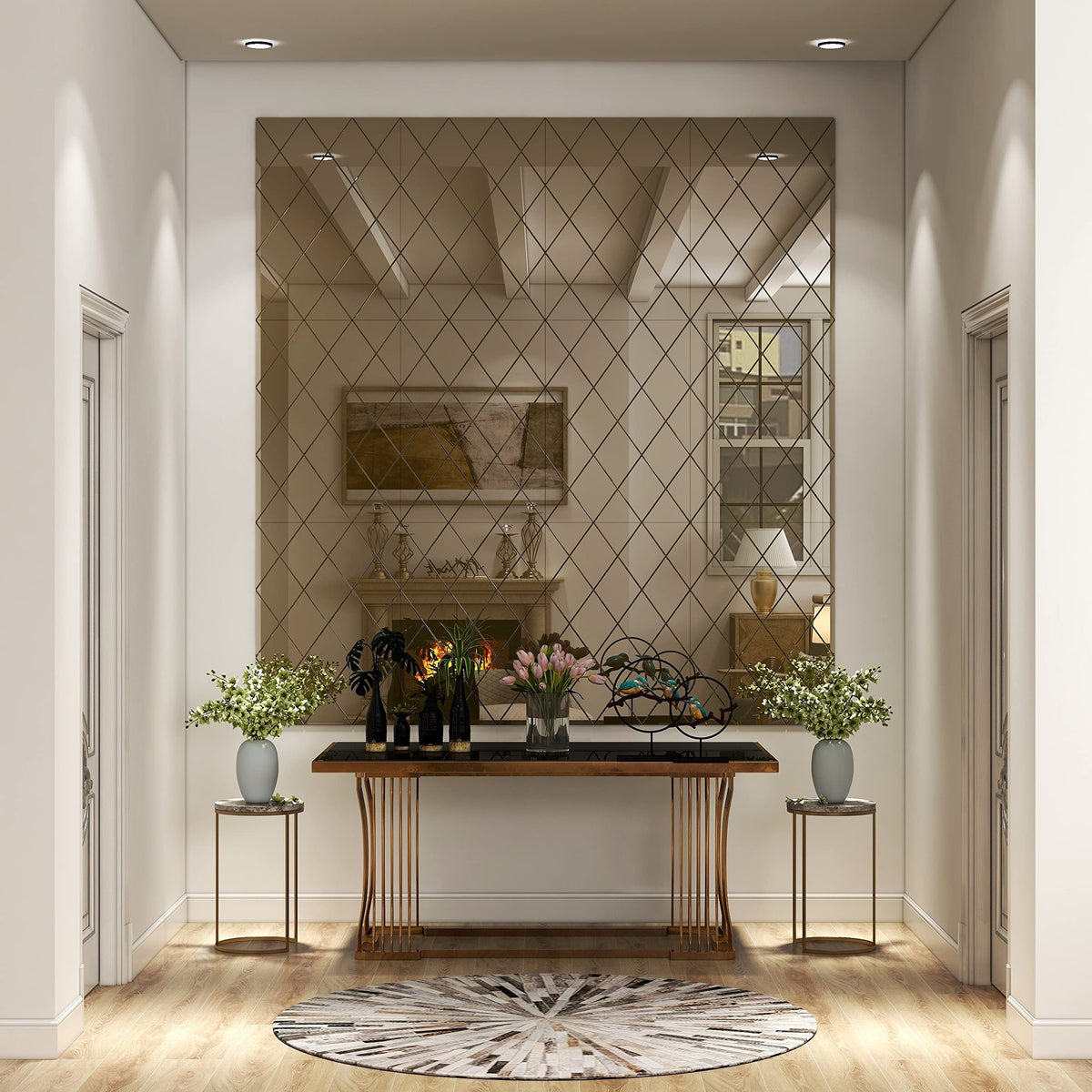 Bronze Rectangular Wall Mirror – Modern Wall-Mounted Glass Design for Bedroom, Hallway & Lounge