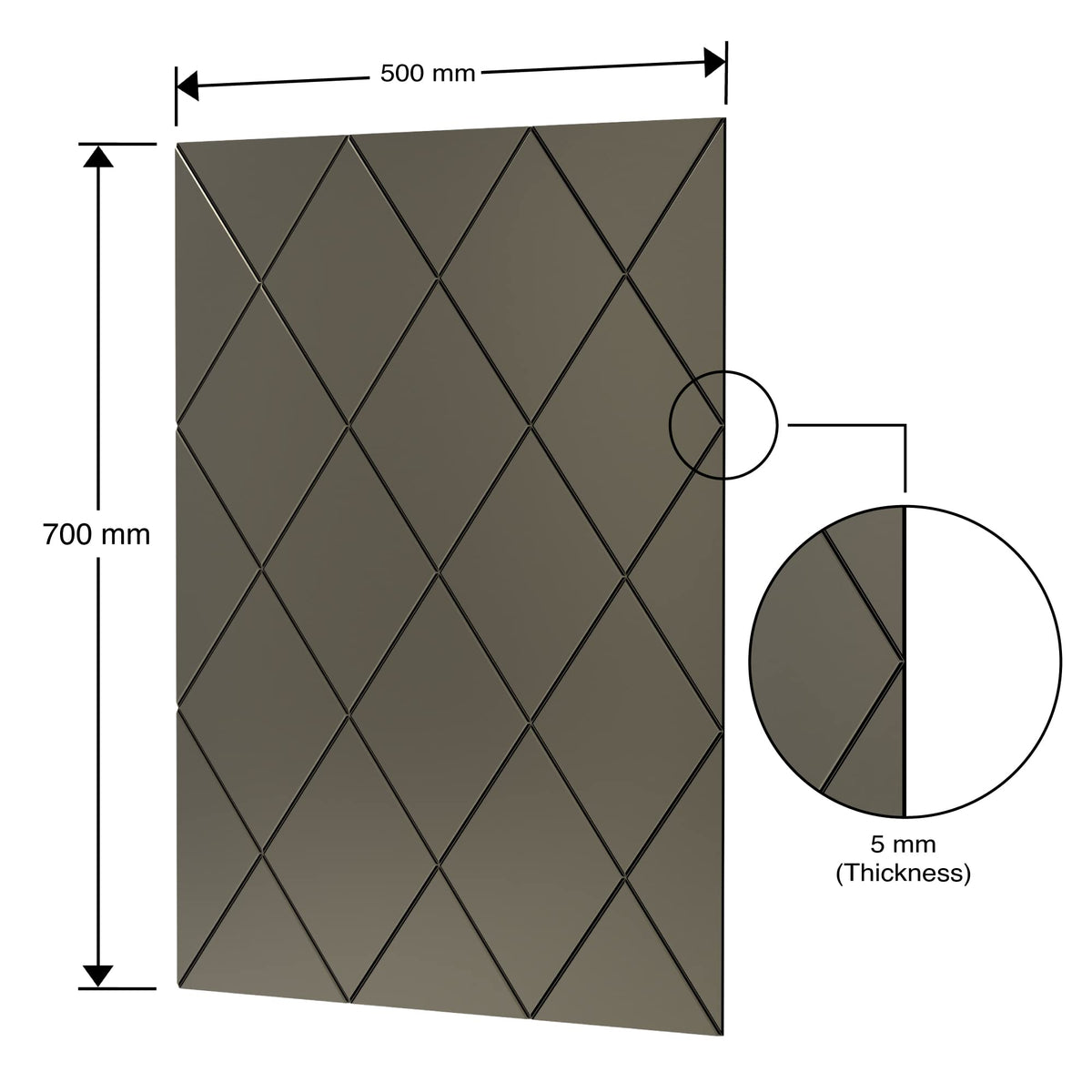 Bronze Rectangular Wall Mirror – Modern Wall-Mounted Glass Design for Bedroom, Hallway & Lounge
