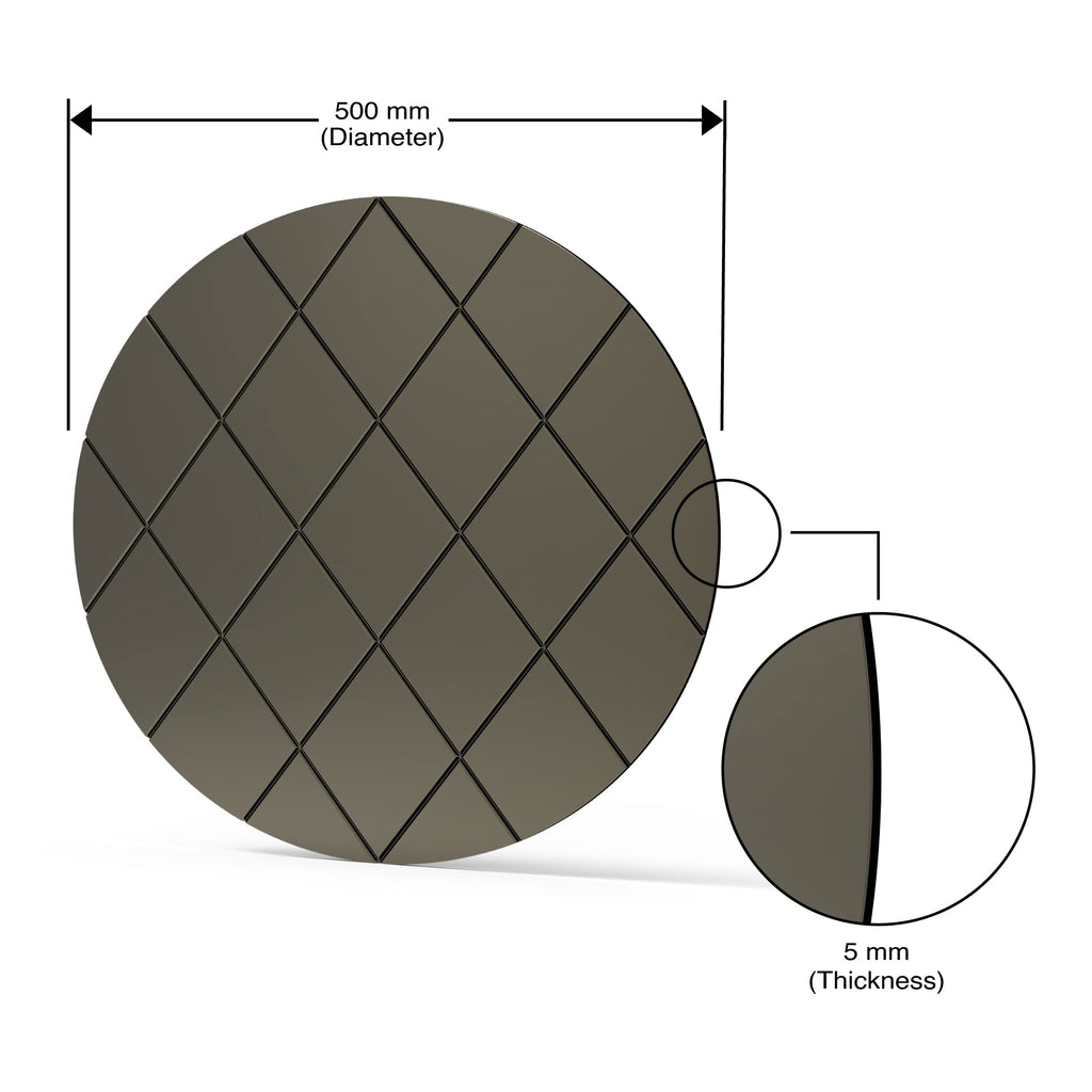 Art Deco 50cm Bronze Round Wall Mirror – Modern Wall-Mounted Glass Design for Bedroom, Hallway & Lounge