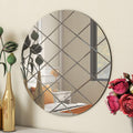 Art Deco 50cm Grey Round Wall Mirror Glass Design for Bedroom, Modern Wall-Mounted Mirrors for Hallway, Entryways and Lounge