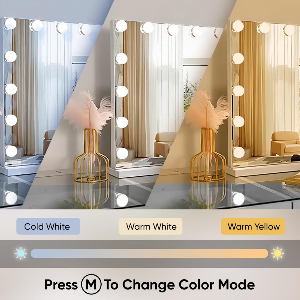Vanity Mirror with Dimmable Makeup Lights, Touch Screen To Select 3 Colour Modes
