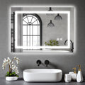 Rectangle Bathroom LED Mirror with Dimmable Lights, Anti-fog, Shatter-Proof Tempered Glass