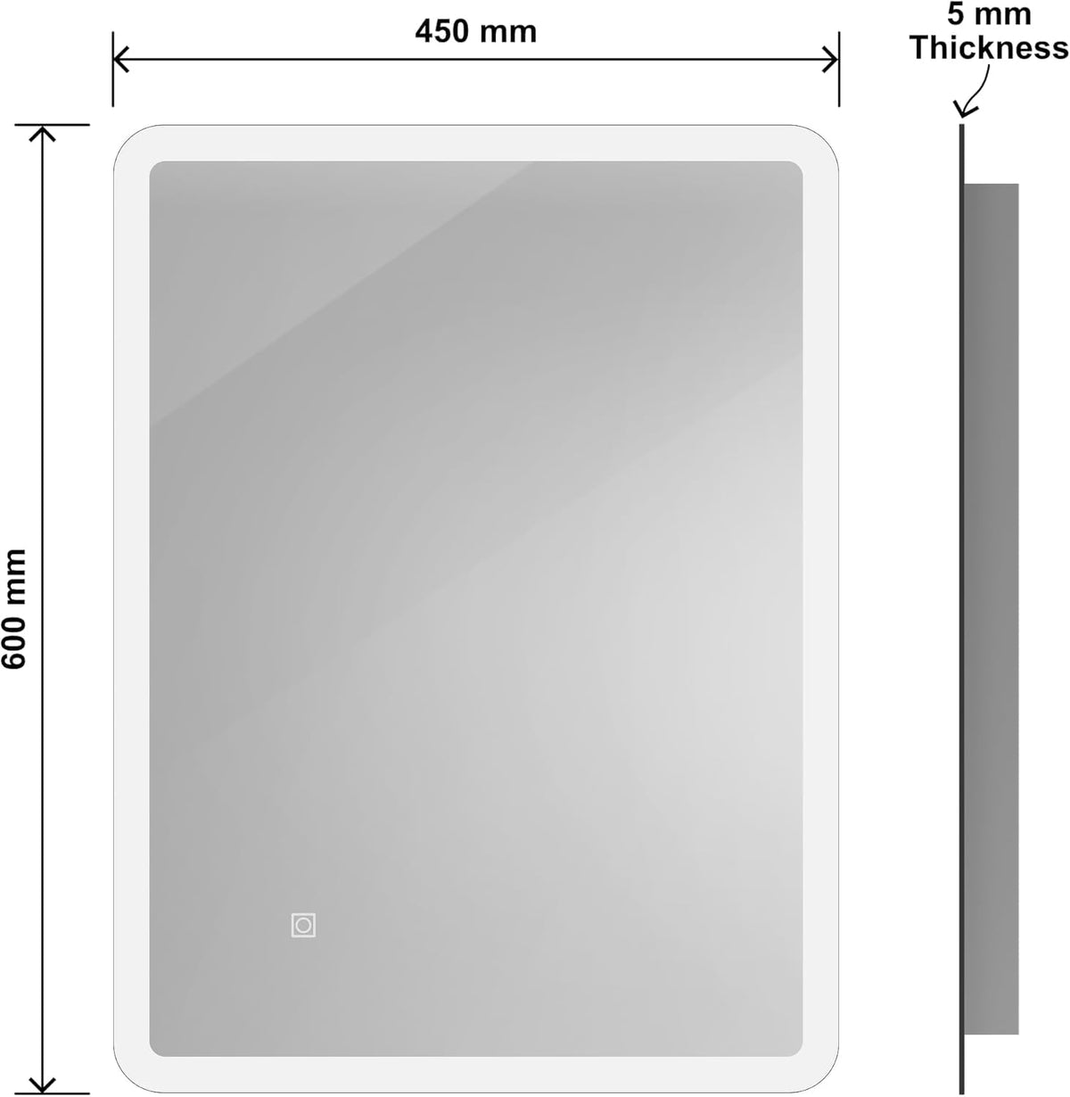 Rectangle Bathroom LED Mirror with Dimmable Lights, Anti-fog, Shatter-Proof Tempered Glass