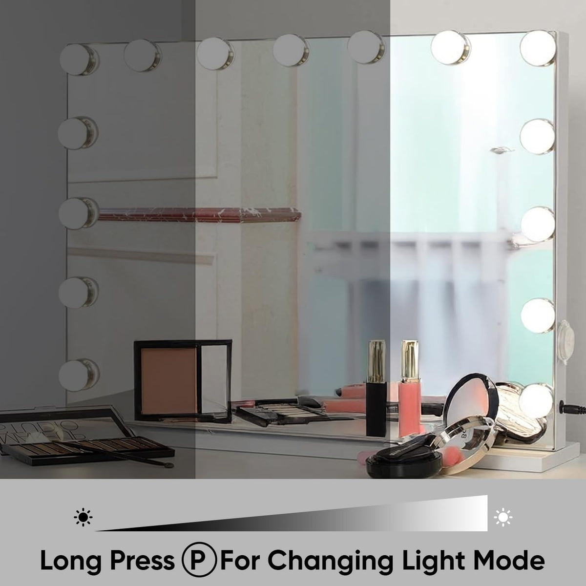 Vanity Mirror with Dimmable Makeup Lights, Touch Screen To Select 3 Colour Modes